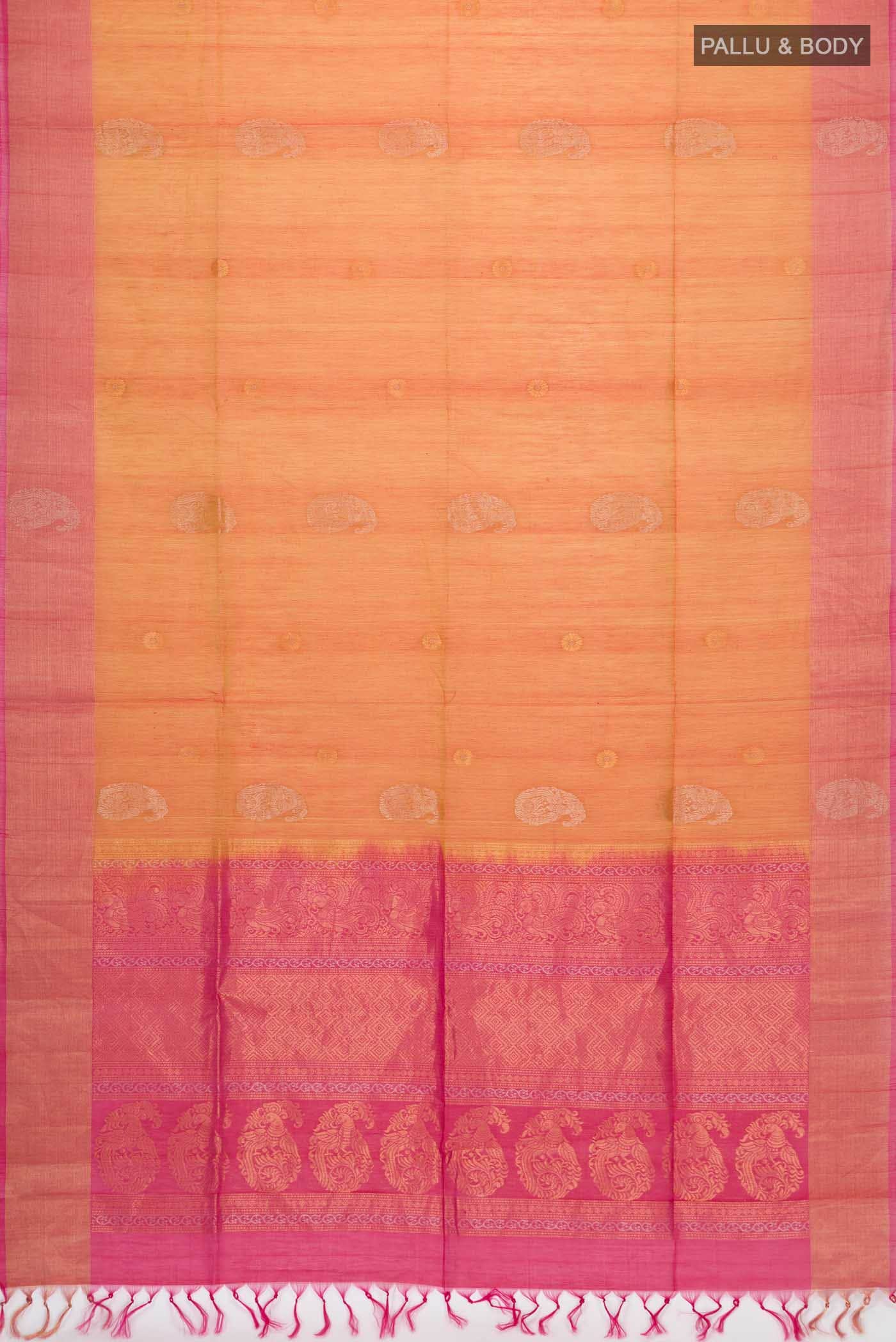 Yellow with Red Dual Tone Silk Cotton Saree