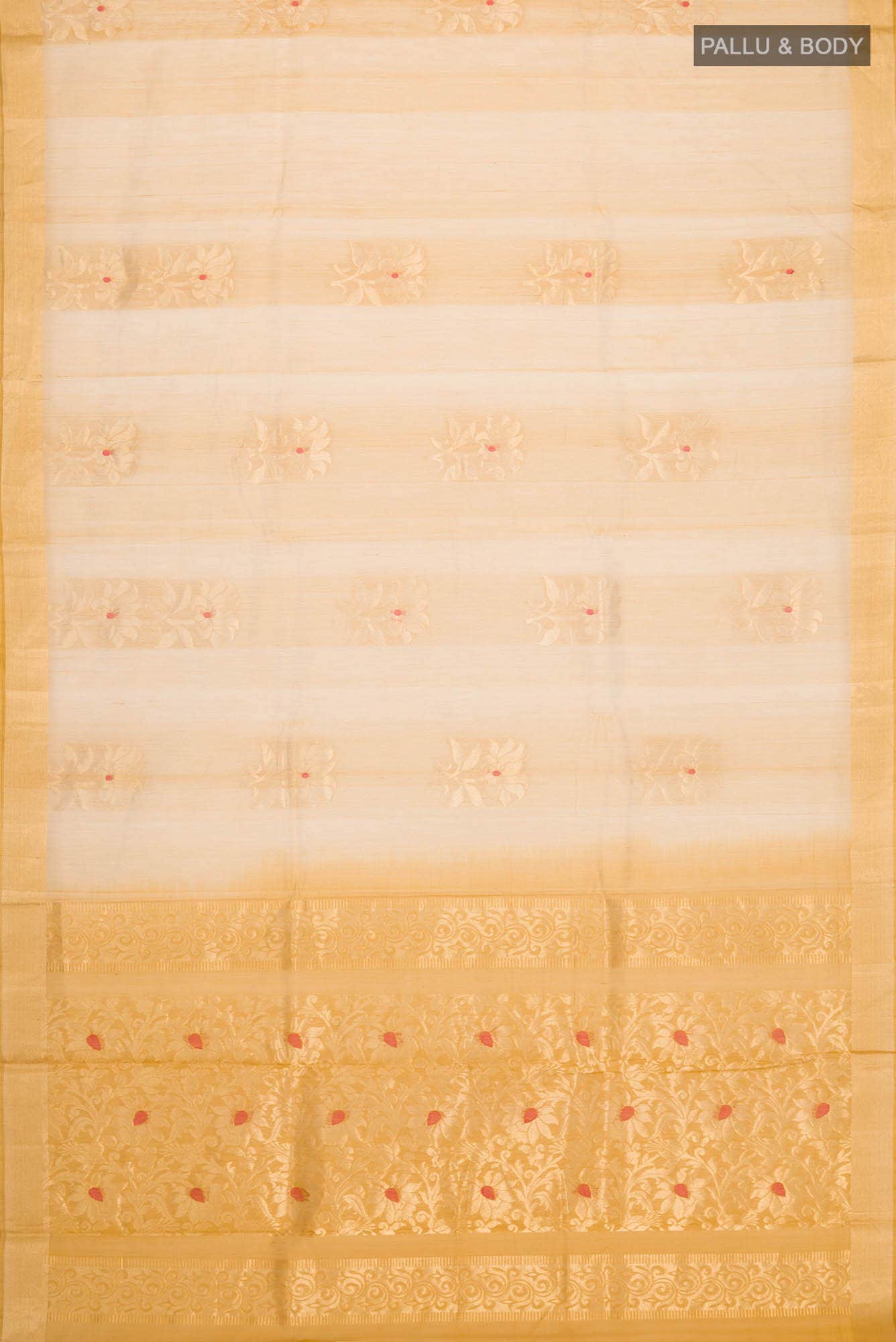 Beige Silk Cotton Saree