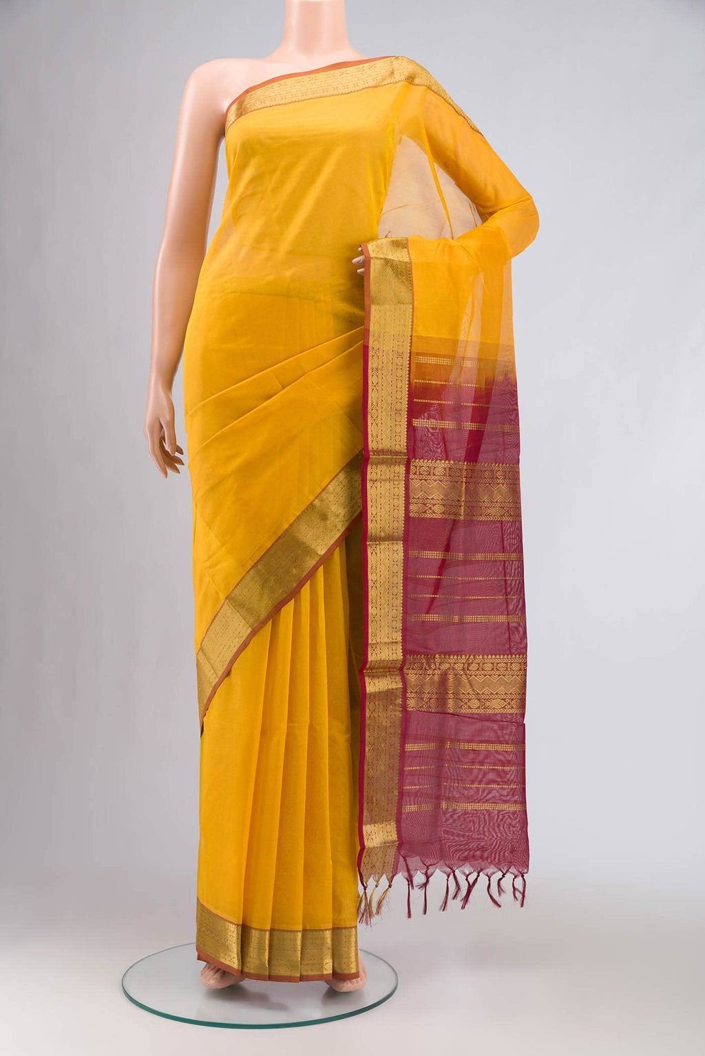 Yellow Silk Cotton Saree
