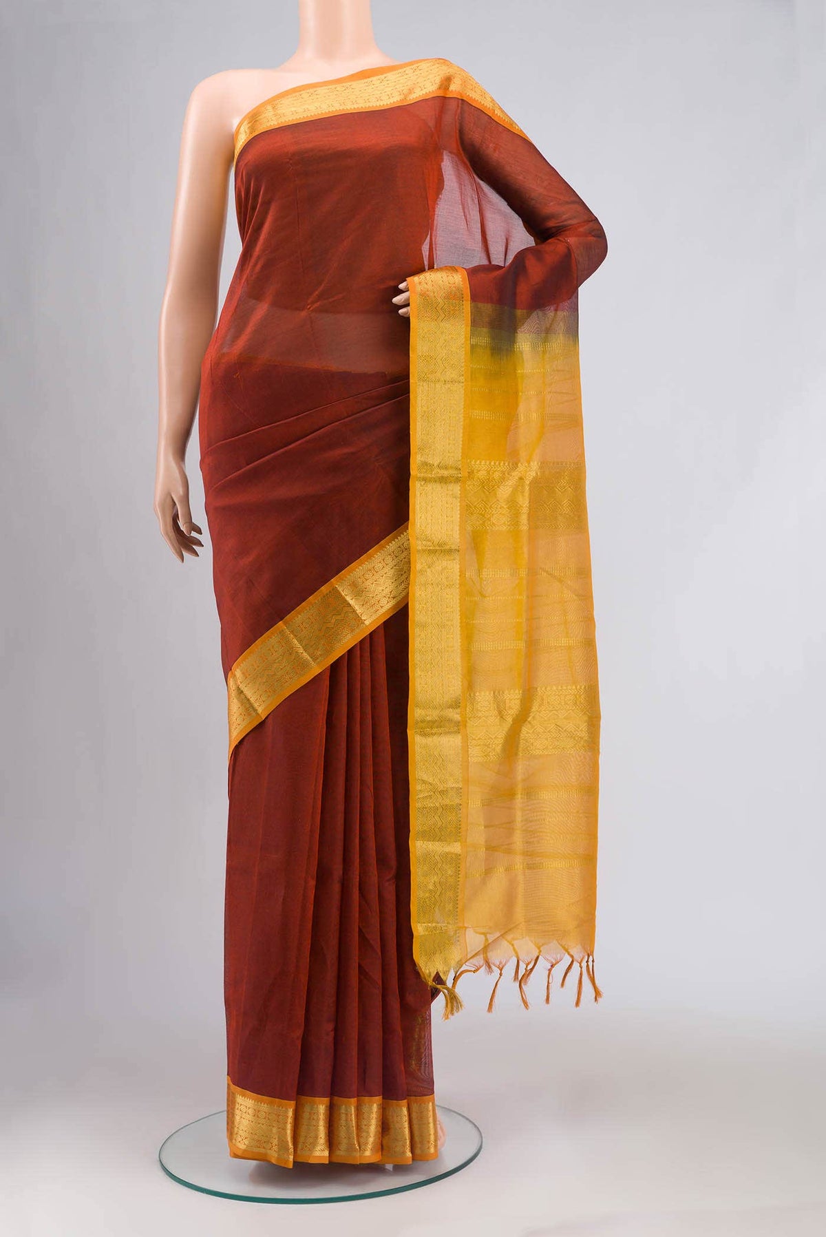 Maroon Silk Cotton Saree