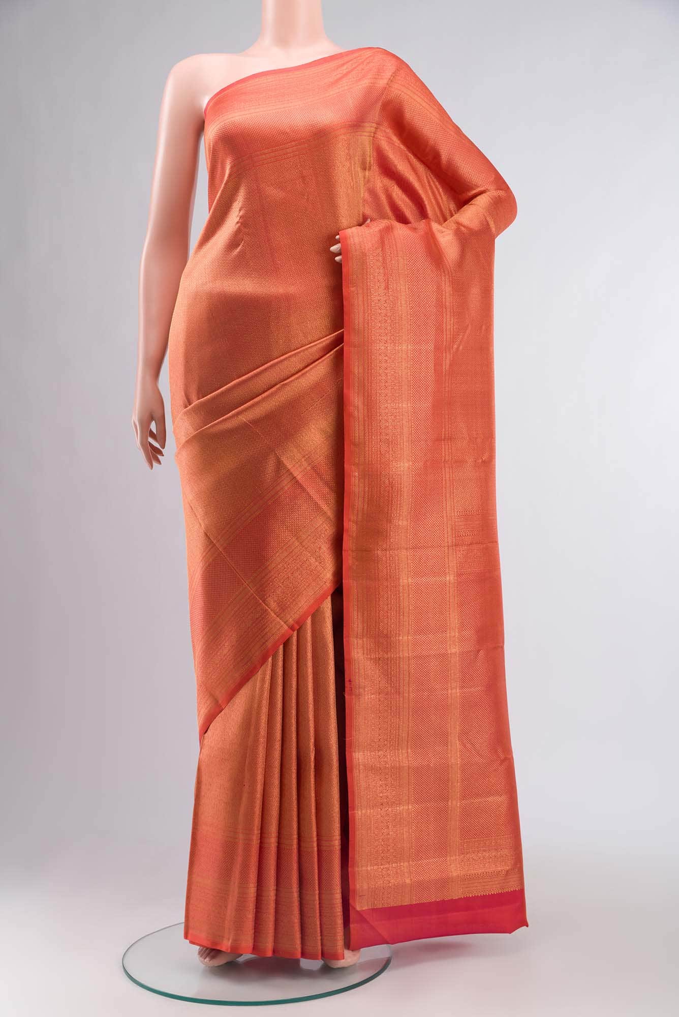Orange with Pink Dual Tone Kanchipuram Silk Saree