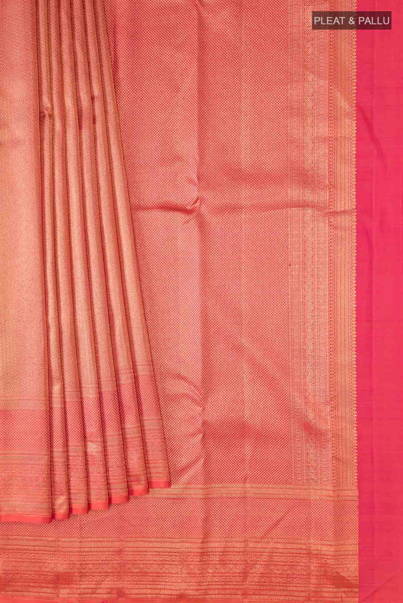 Orange with Pink Dual Tone Kanchipuram Silk Saree