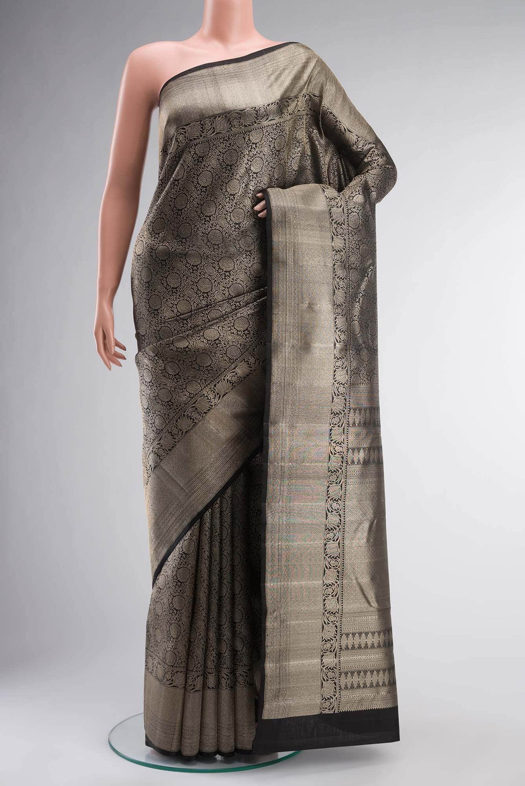 Black Kanchipuram Silk Saree