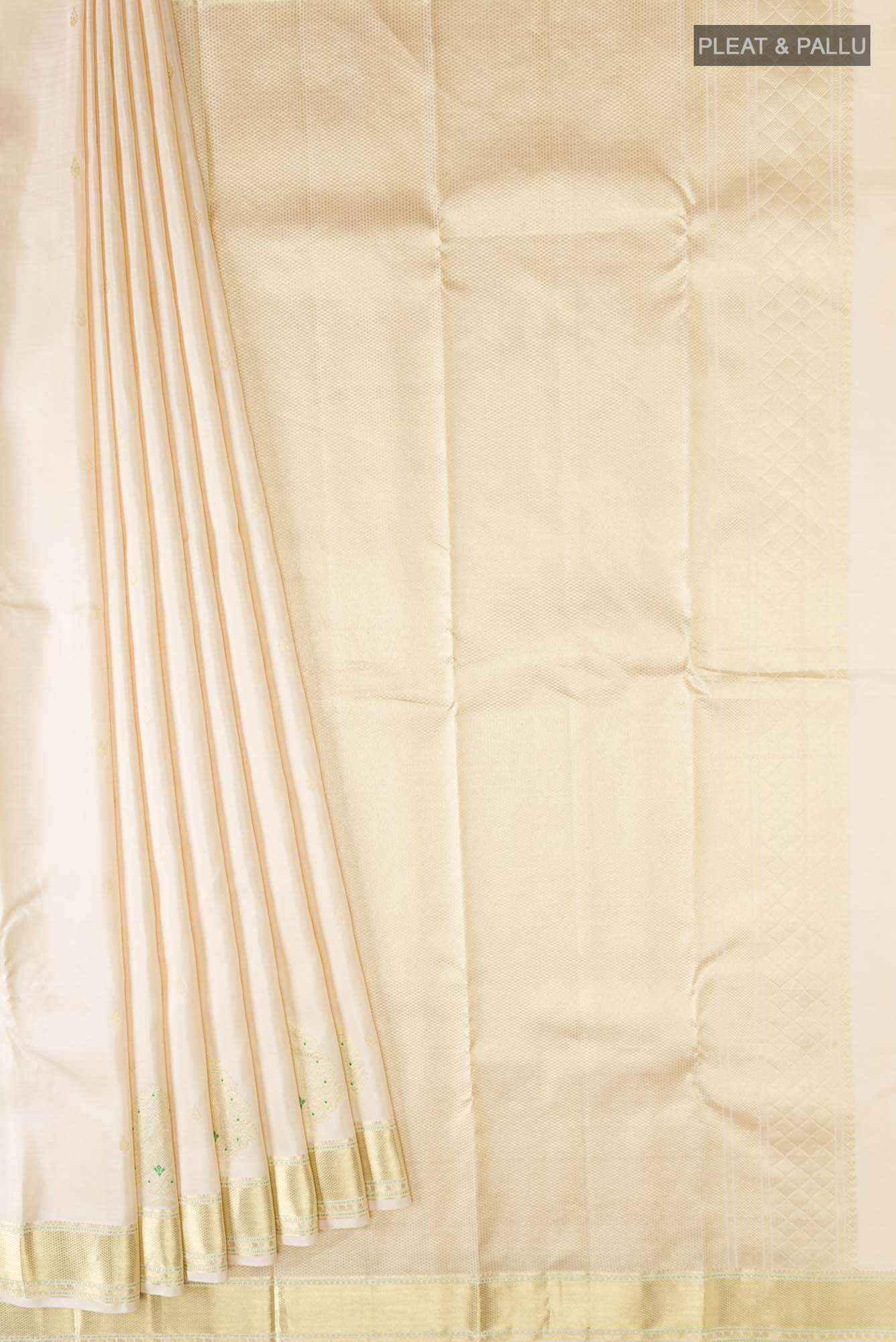 Cream Kanchipuram Silk Saree