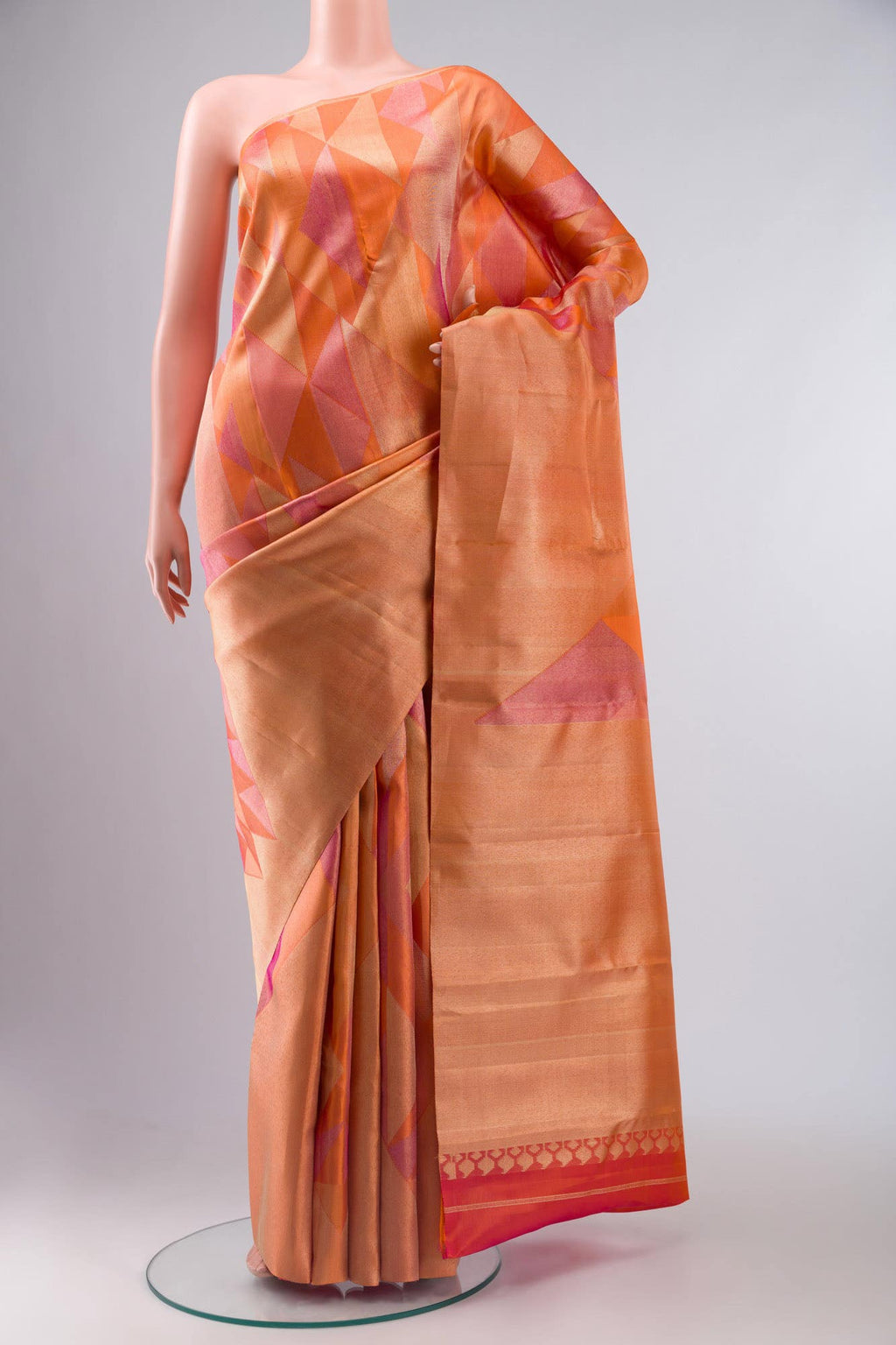 Orange with Gold Dual Tone Kanchipuram Tissue Silk Saree