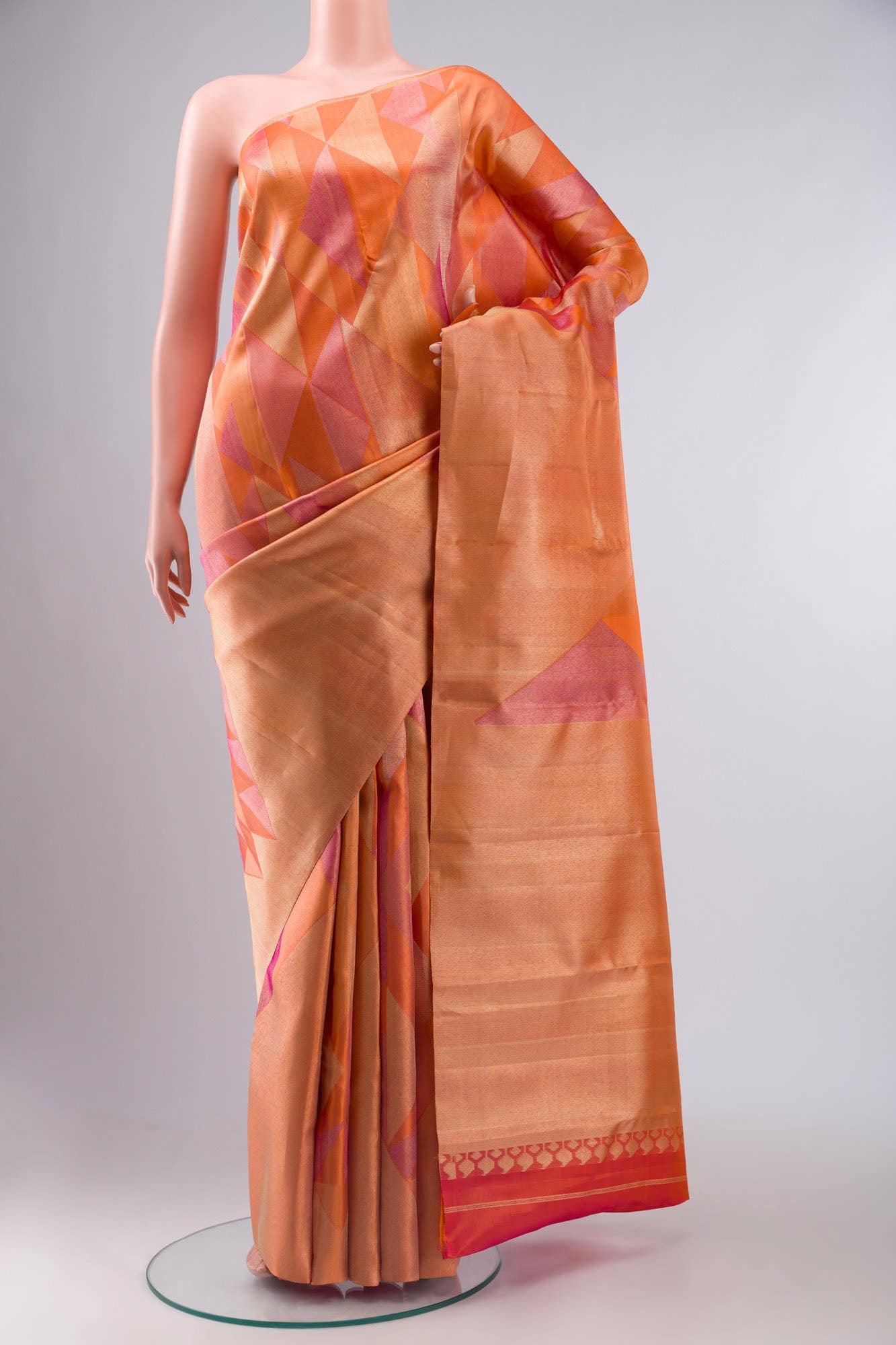 Orange with Gold Dual Tone Kanchipuram Tissue Silk Saree