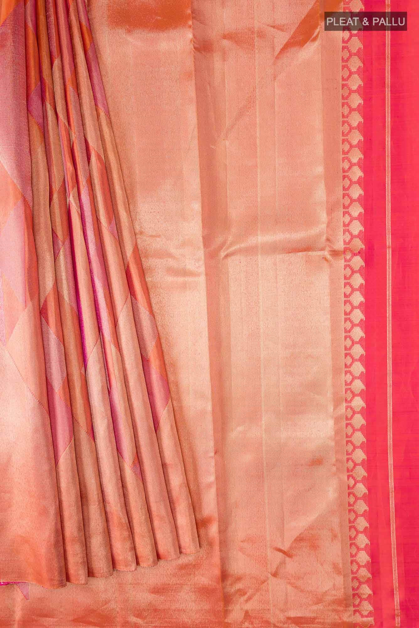 Orange with Gold Dual Tone Kanchipuram Tissue Silk Saree