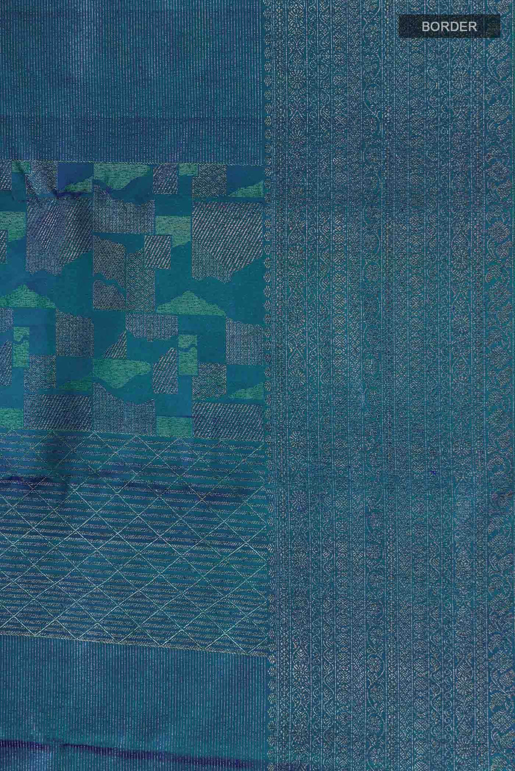 Blue with Green Dual Tone Kanchipuram Silk Saree