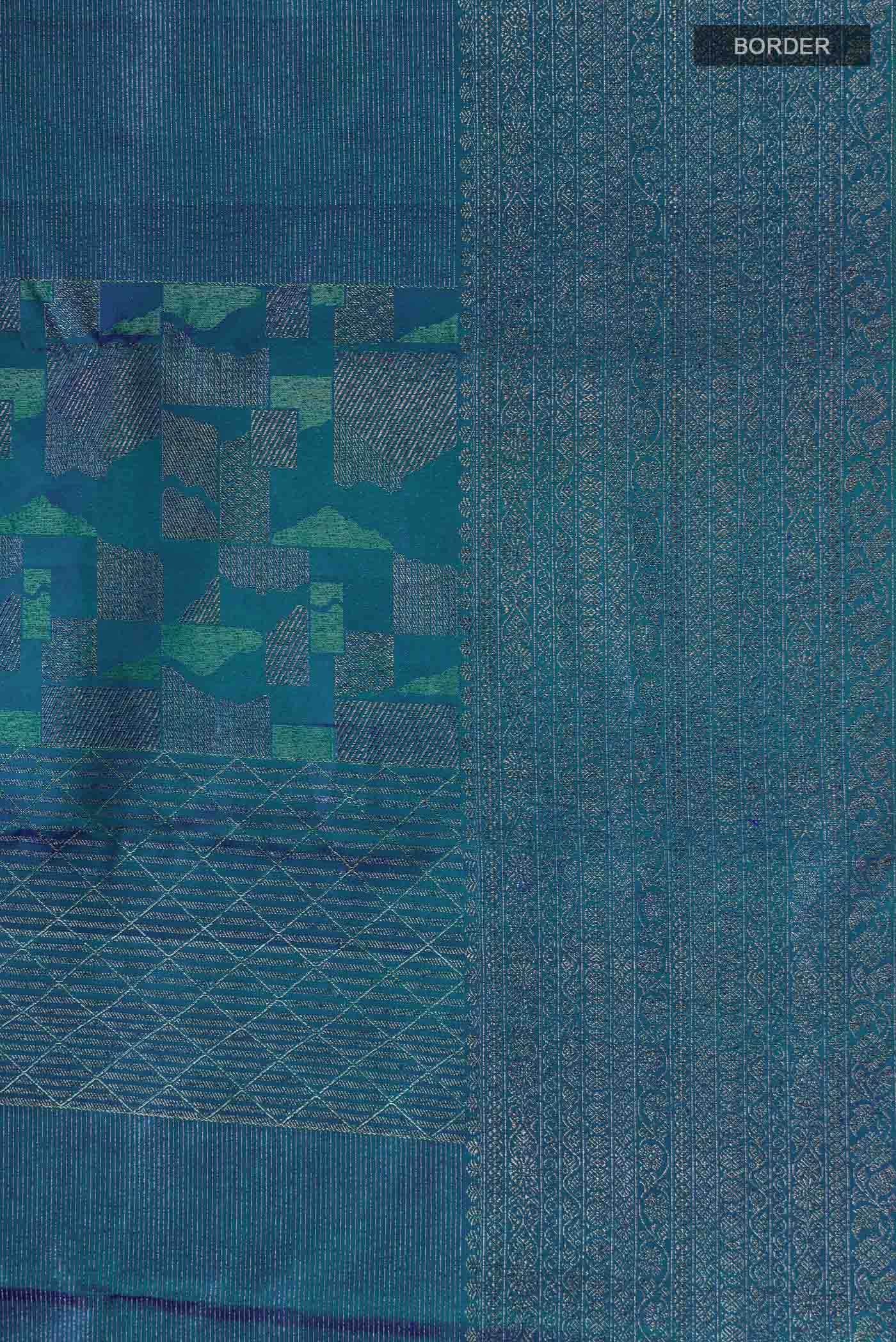 Blue with Green Dual Tone Kanchipuram Silk Saree