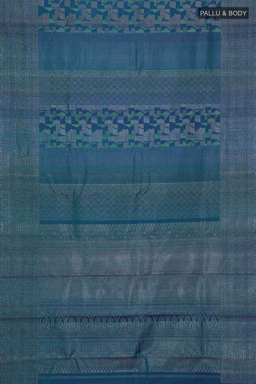 Blue with Green Dual Tone Kanchipuram Silk Saree