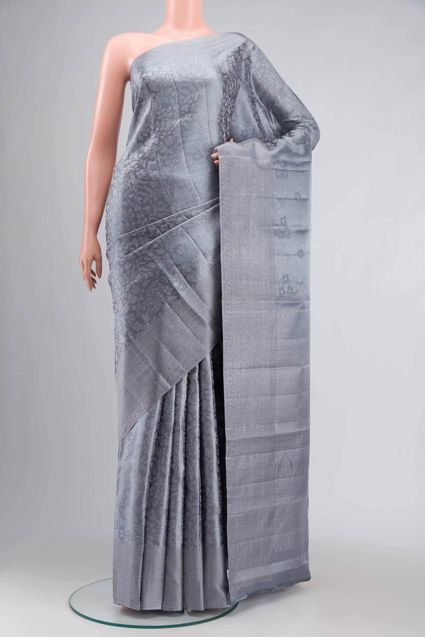Grey Kanchipuram Silk Saree