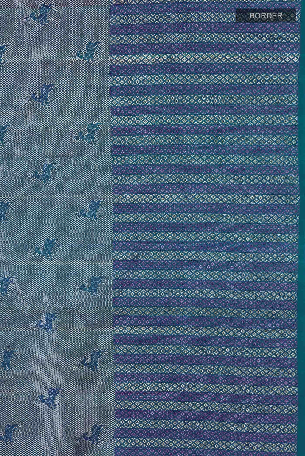 Blue with Green Dual Tone Kanchipuram Silk Saree