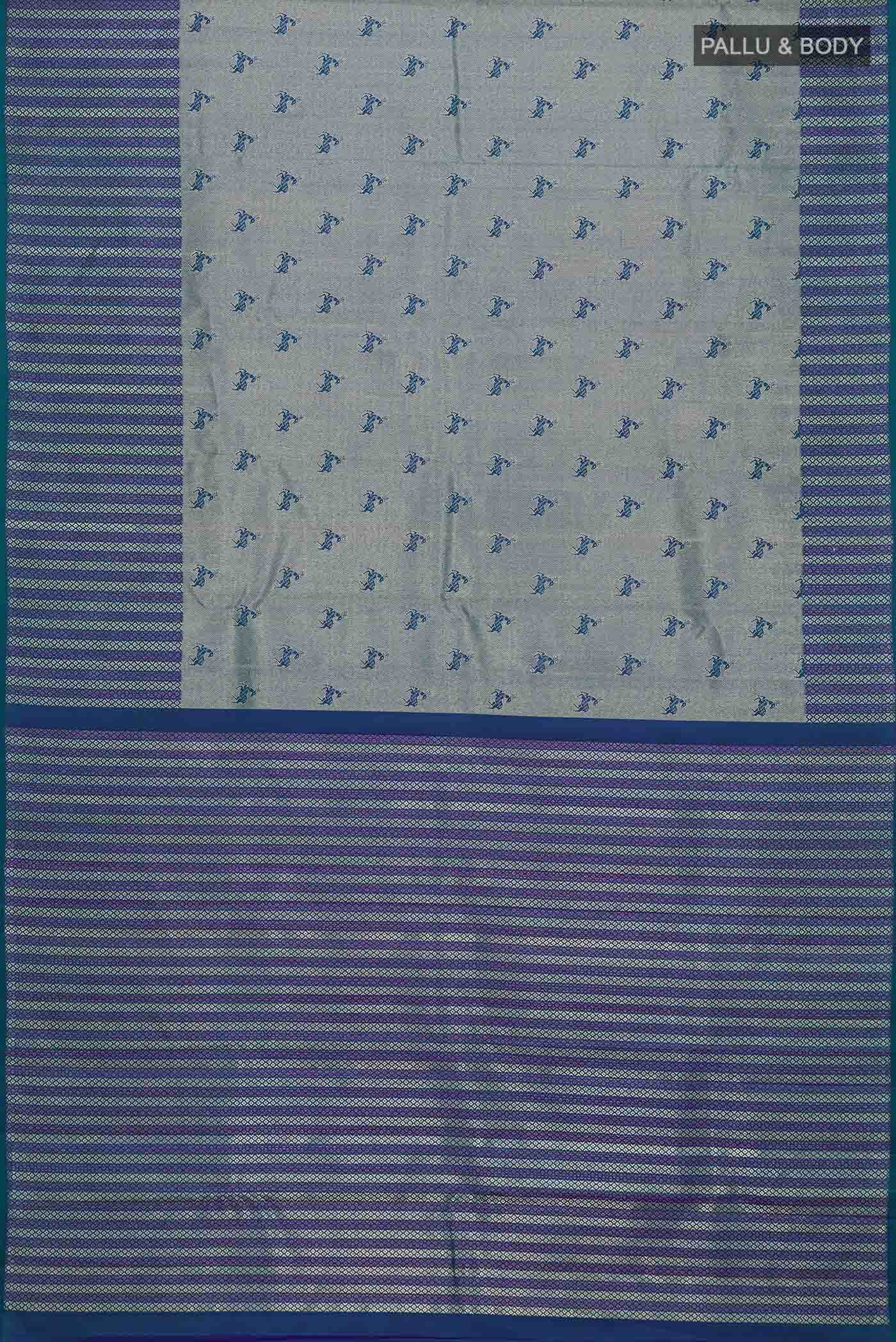 Blue with Green Dual Tone Kanchipuram Silk Saree