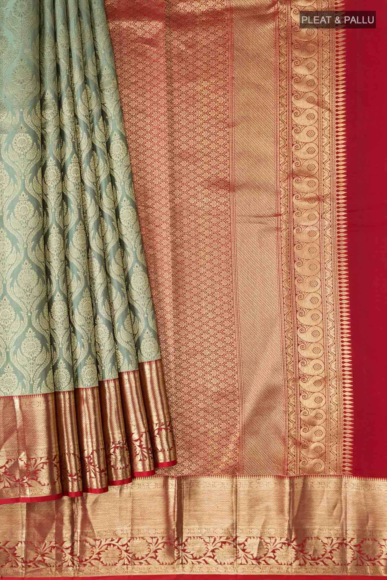 Sage Green Kanchipuram Silk Saree