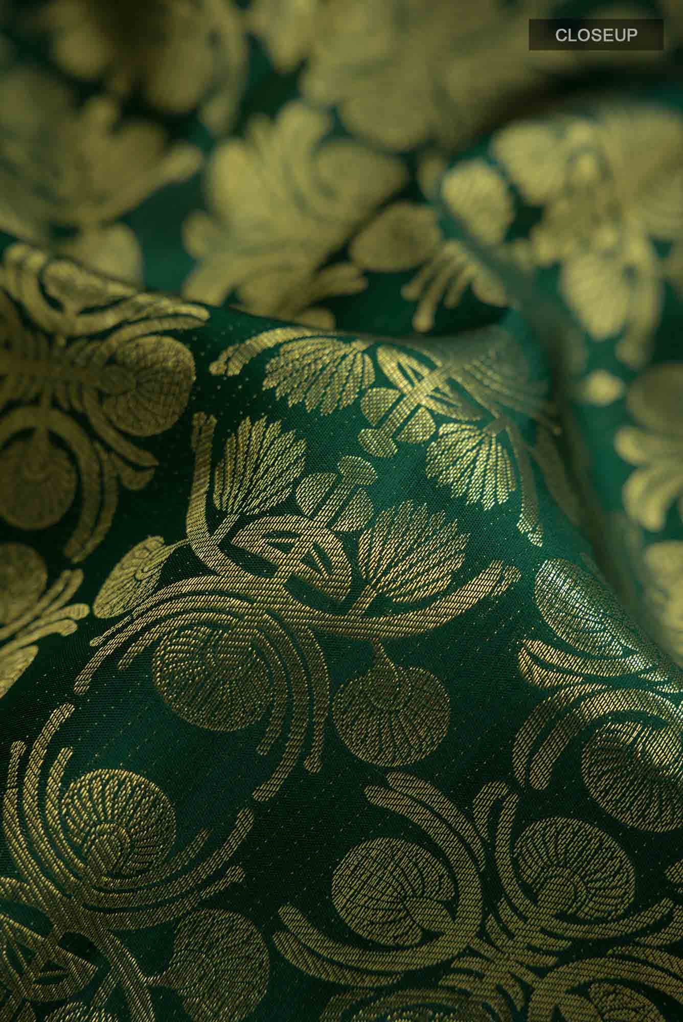 Bottle Green Kanchipuram Silk Saree