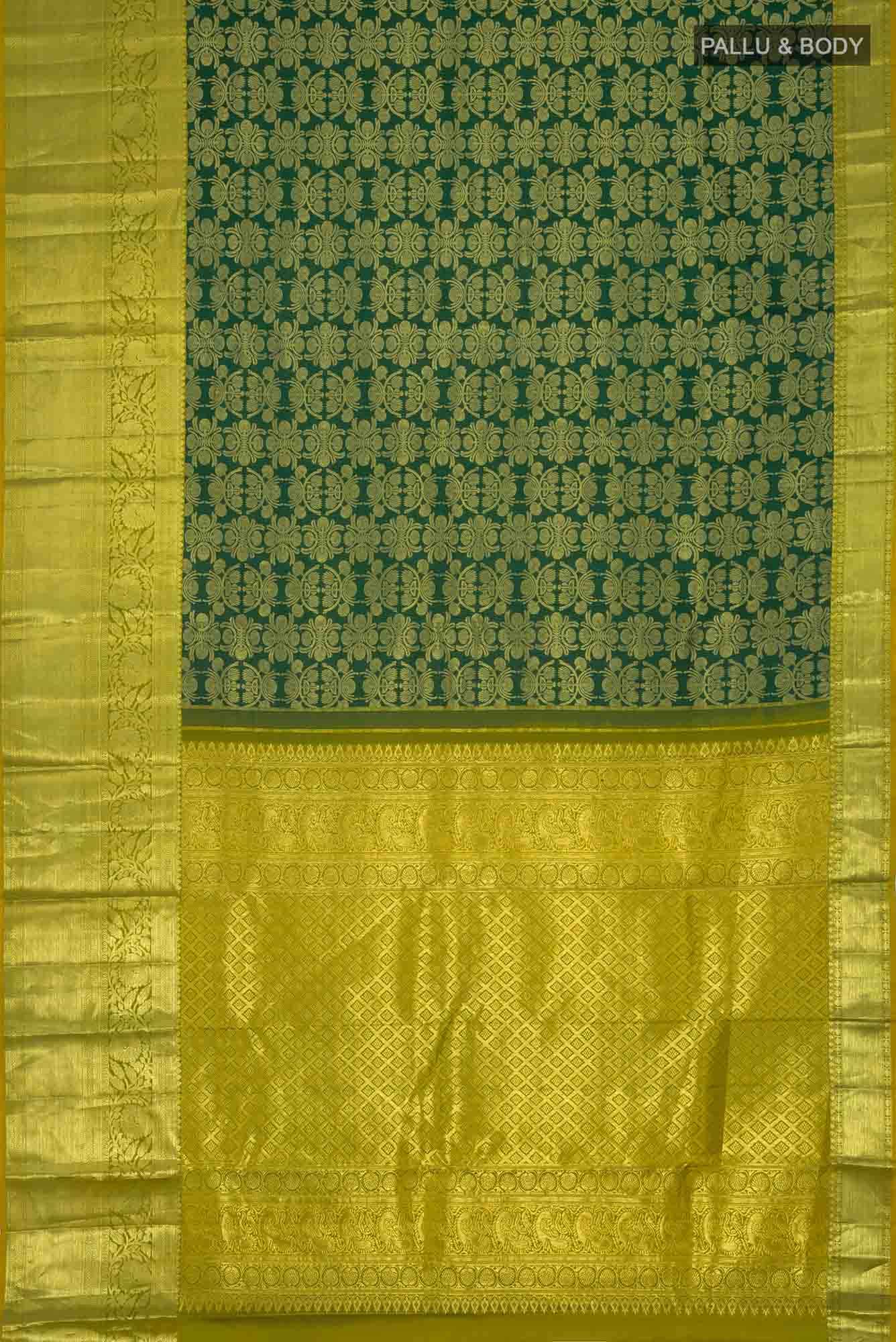 Bottle Green Kanchipuram Silk Saree