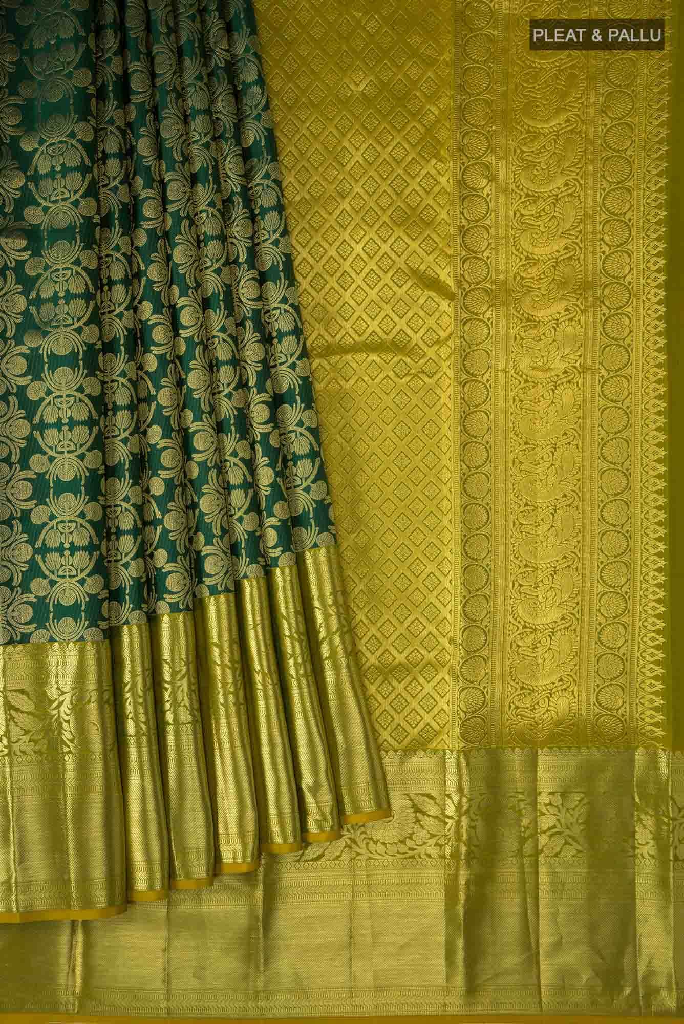 Bottle Green Kanchipuram Silk Saree