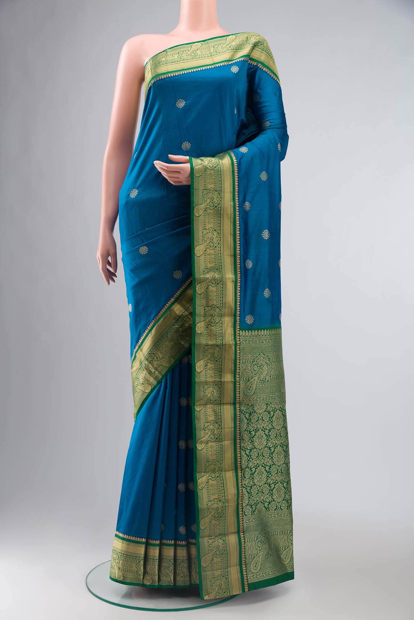 Blue Blended Bangalore Silk Saree