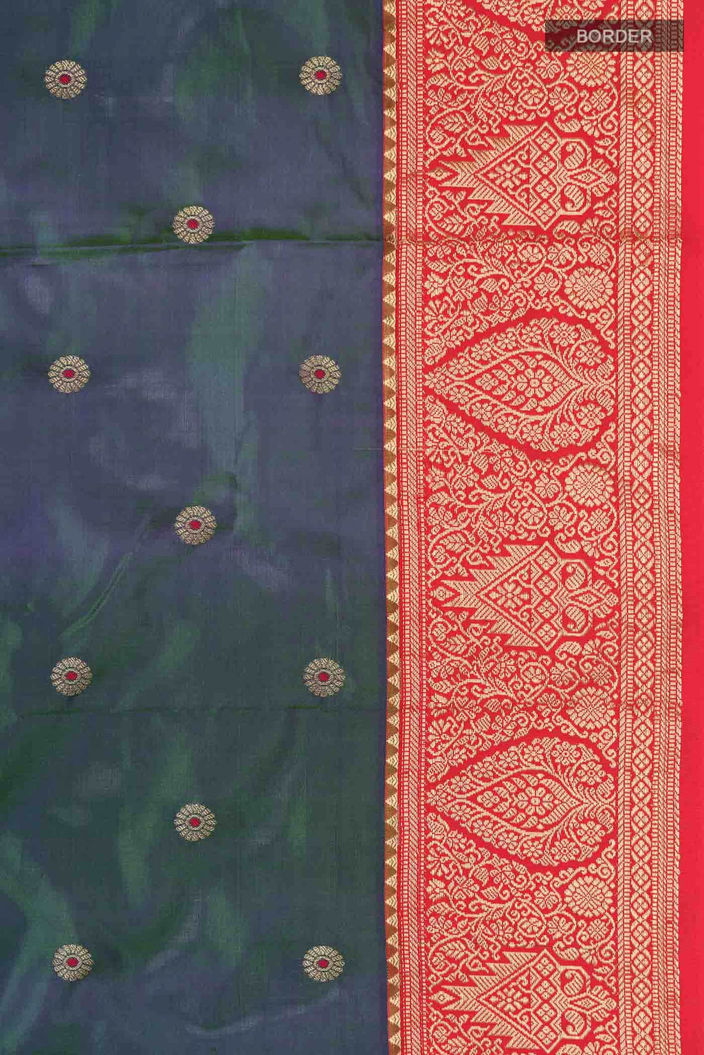 Green With Blue Dual Tone Bangalore Silk Saree