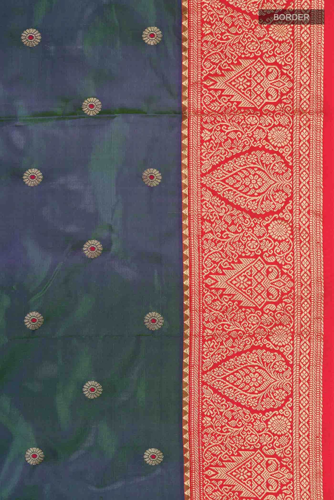 Green With Blue Dual Tone Bangalore Silk Saree