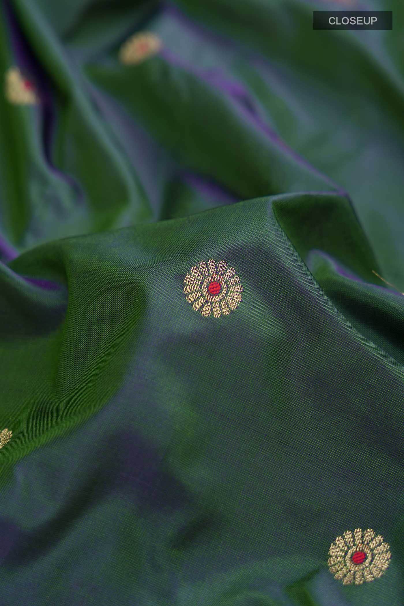 Green With Blue Dual Tone Bangalore Silk Saree