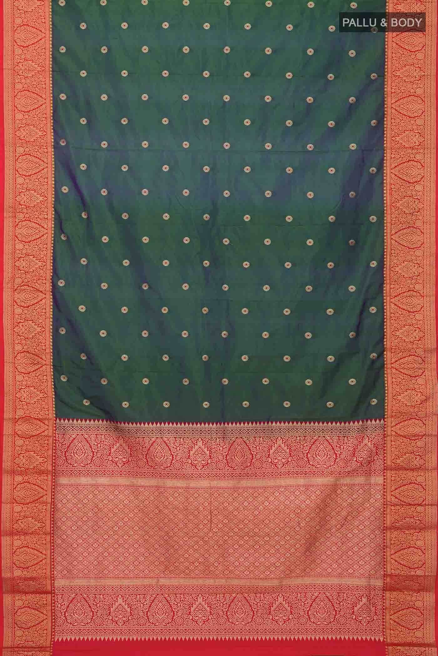 Green With Blue Dual Tone Bangalore Silk Saree