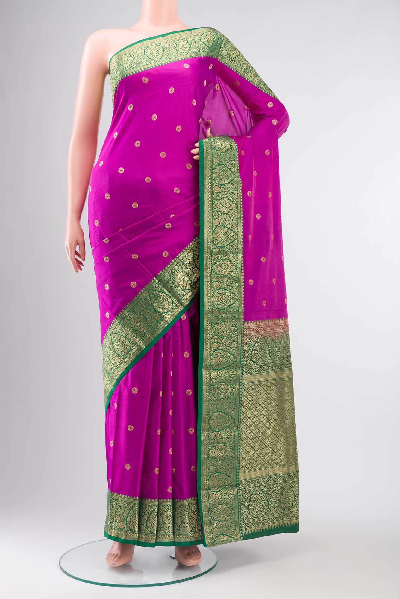 Magenta Blended Bangalore Silk Saree