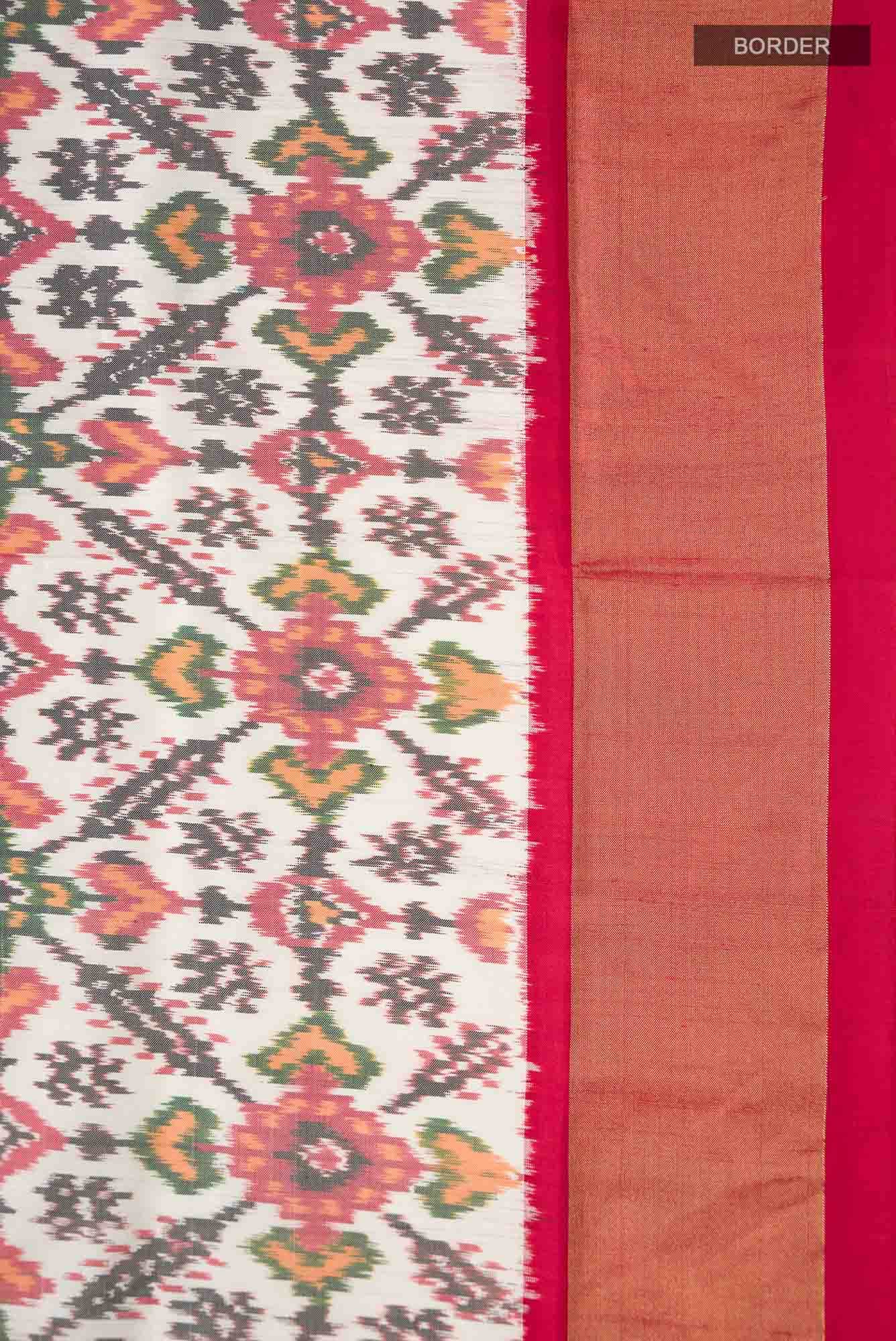 Off White Pochampally Silk Saree