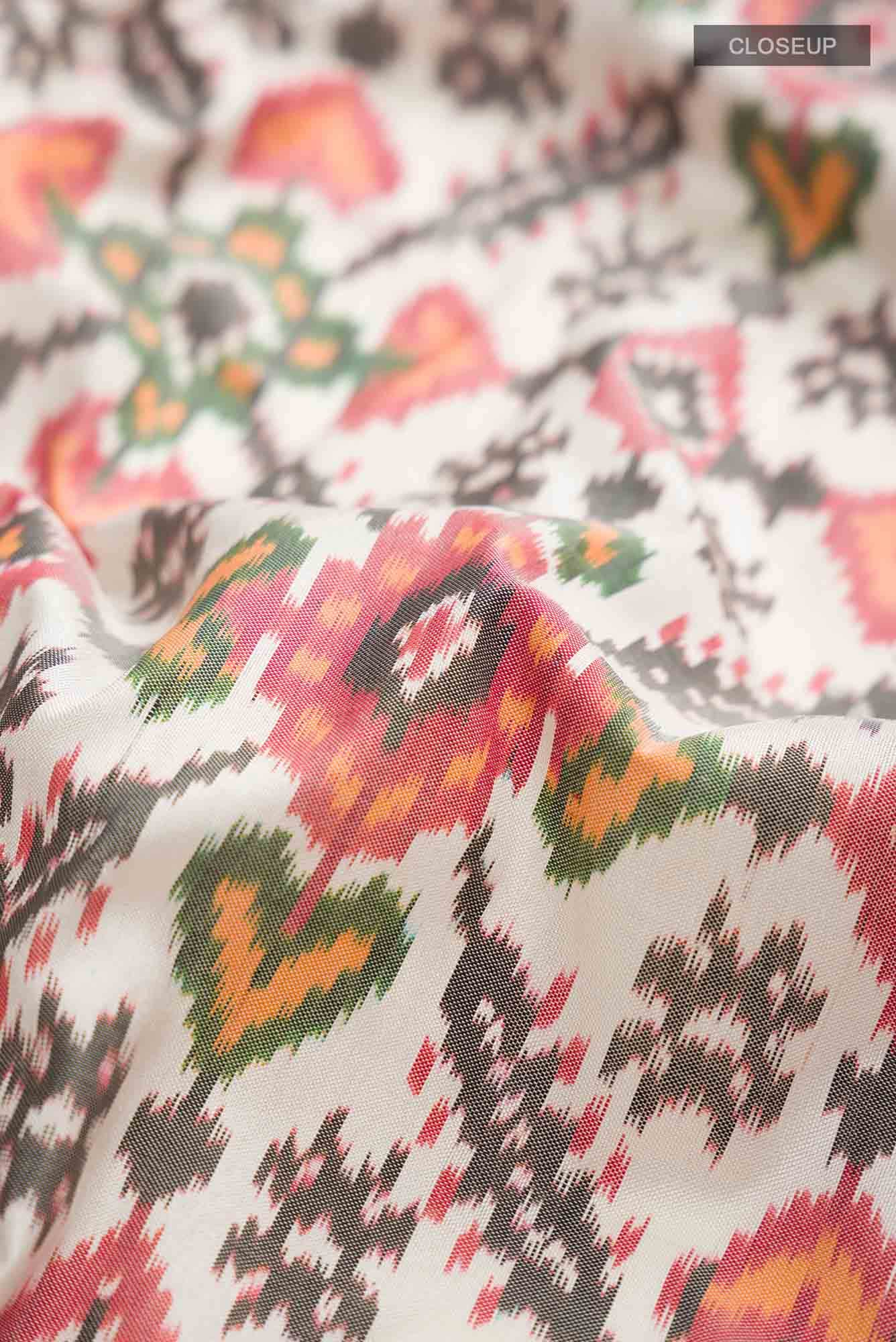 Off White Pochampally Silk Saree