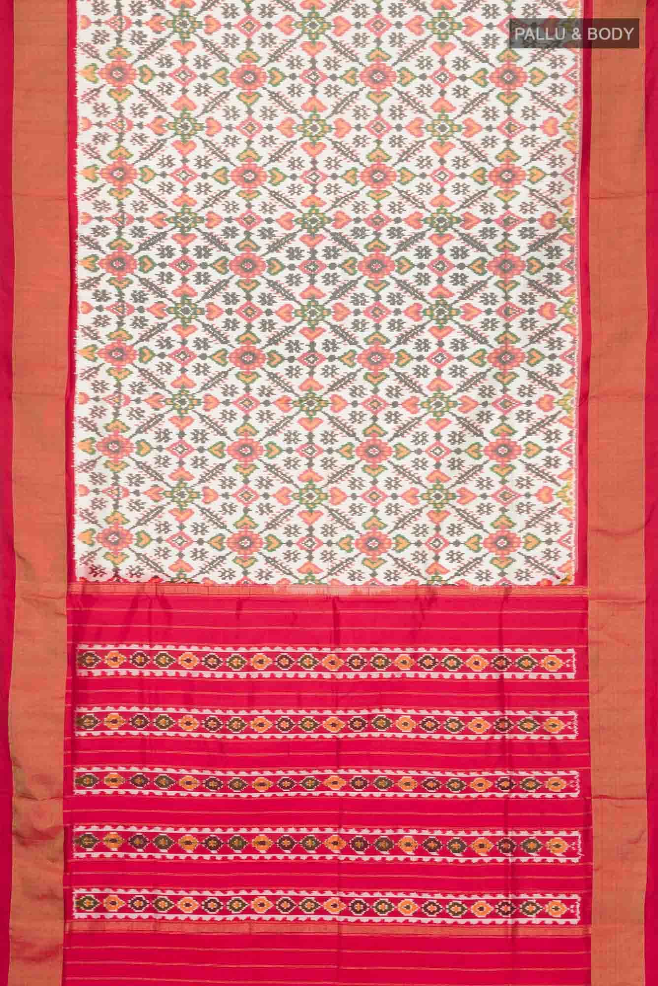 Off White Pochampally Silk Saree