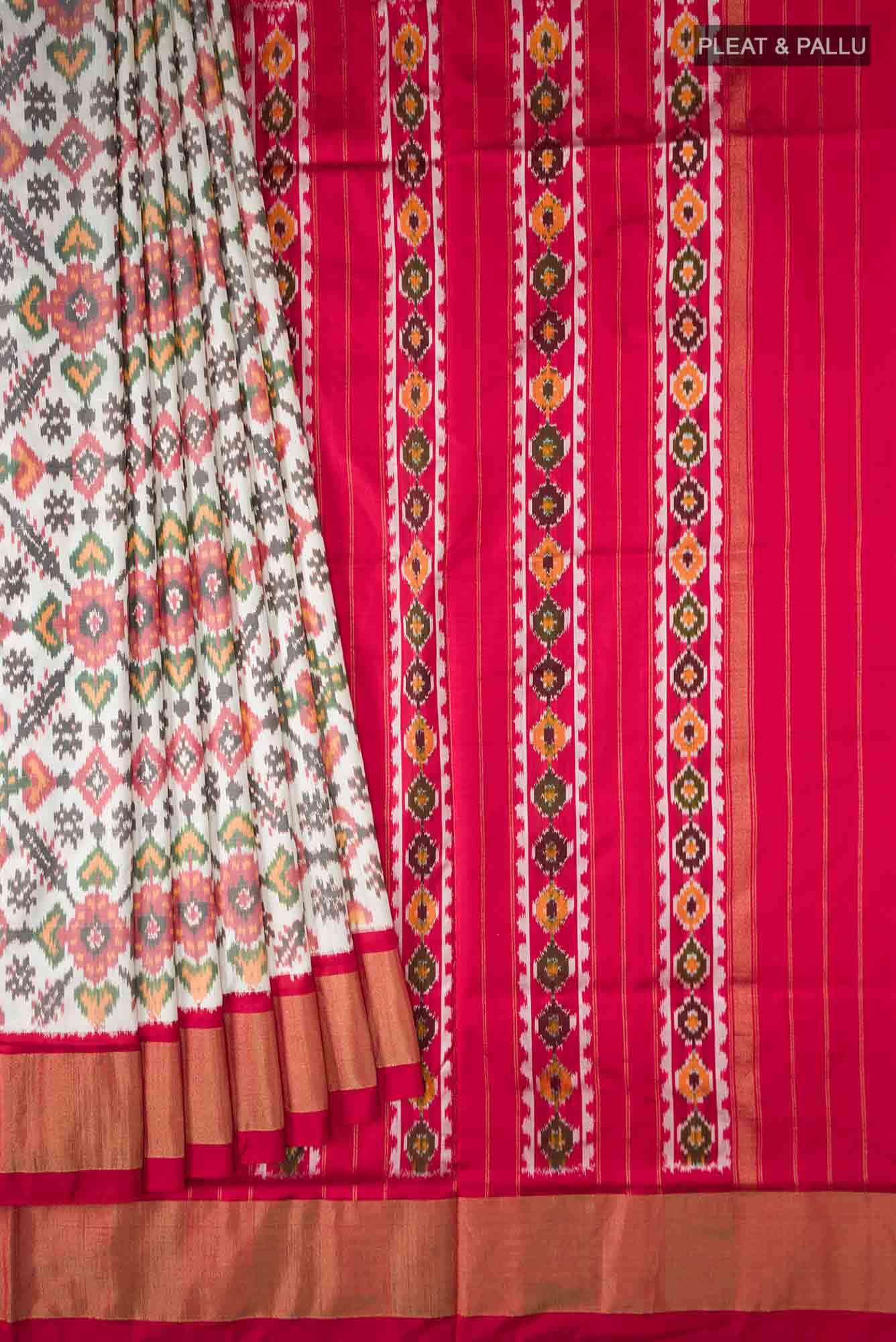 Off White Pochampally Silk Saree