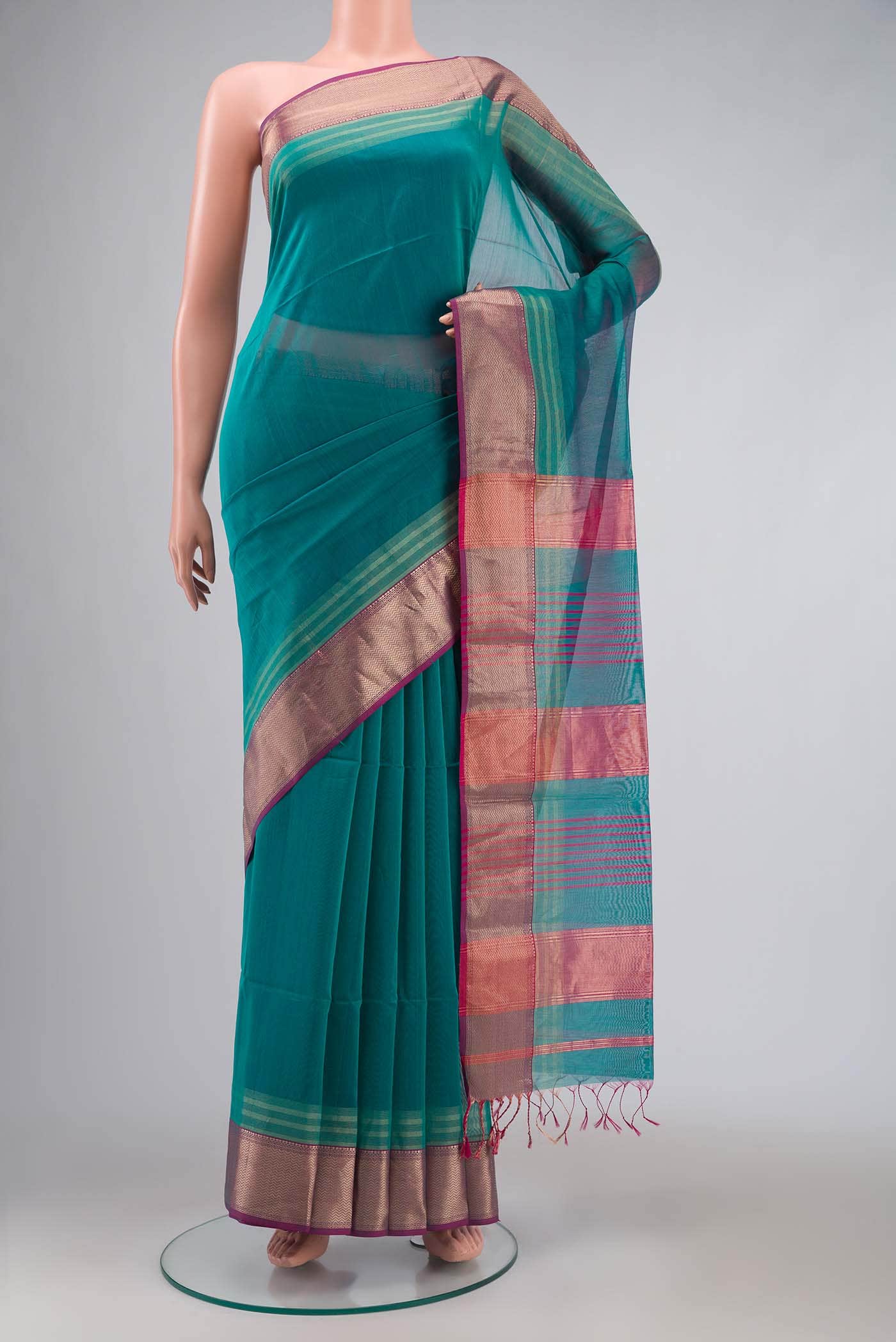 Blue Maheshwari Silk Cotton Saree