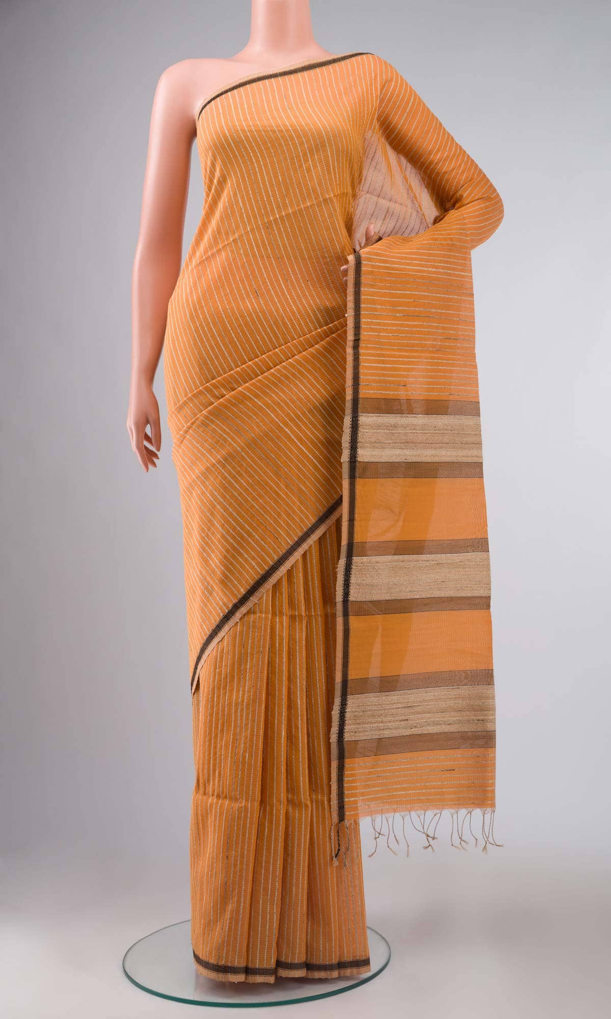 Orange Maheshwari Silk Cotton Saree