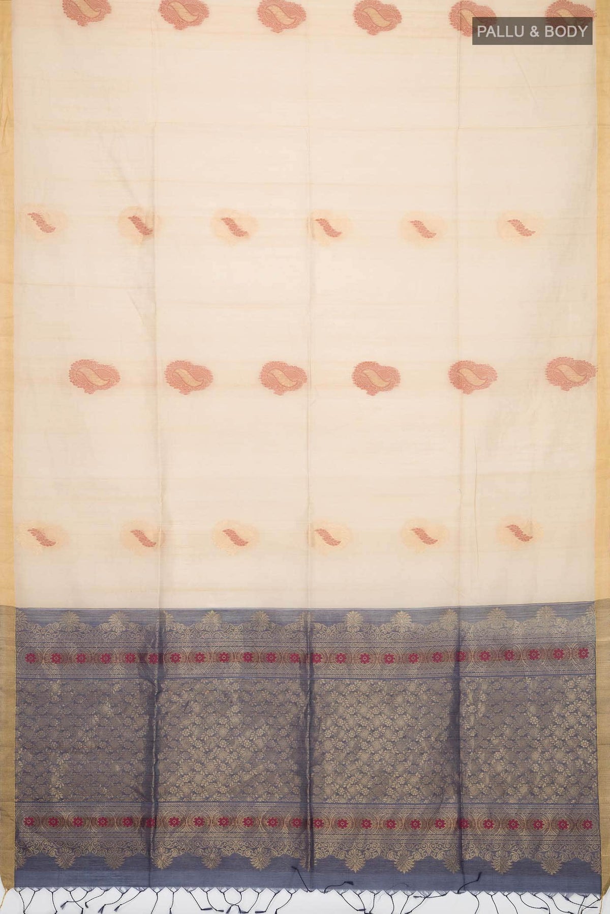Beige Silk Cotton Saree