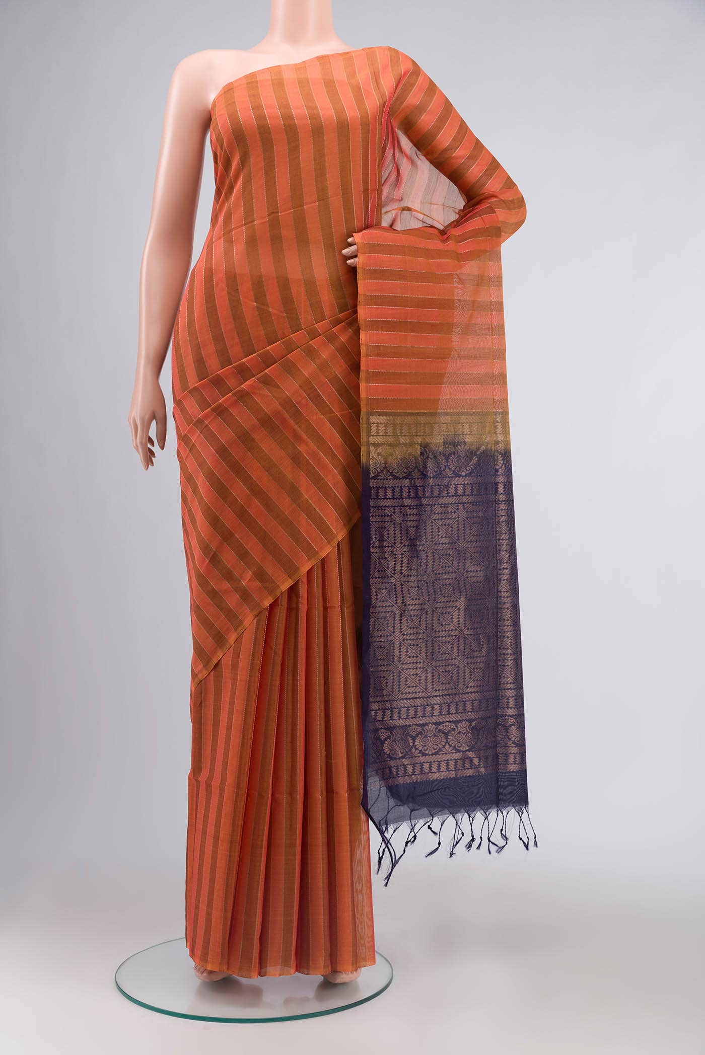 Orange Silk Cotton Saree