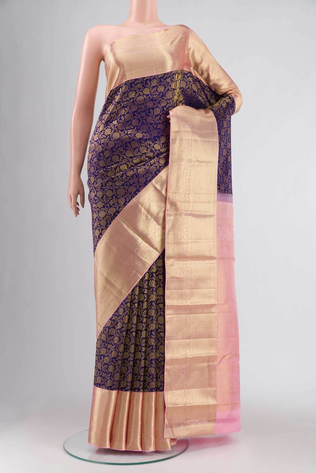 Navy Blue Kanchipuram Silk Saree