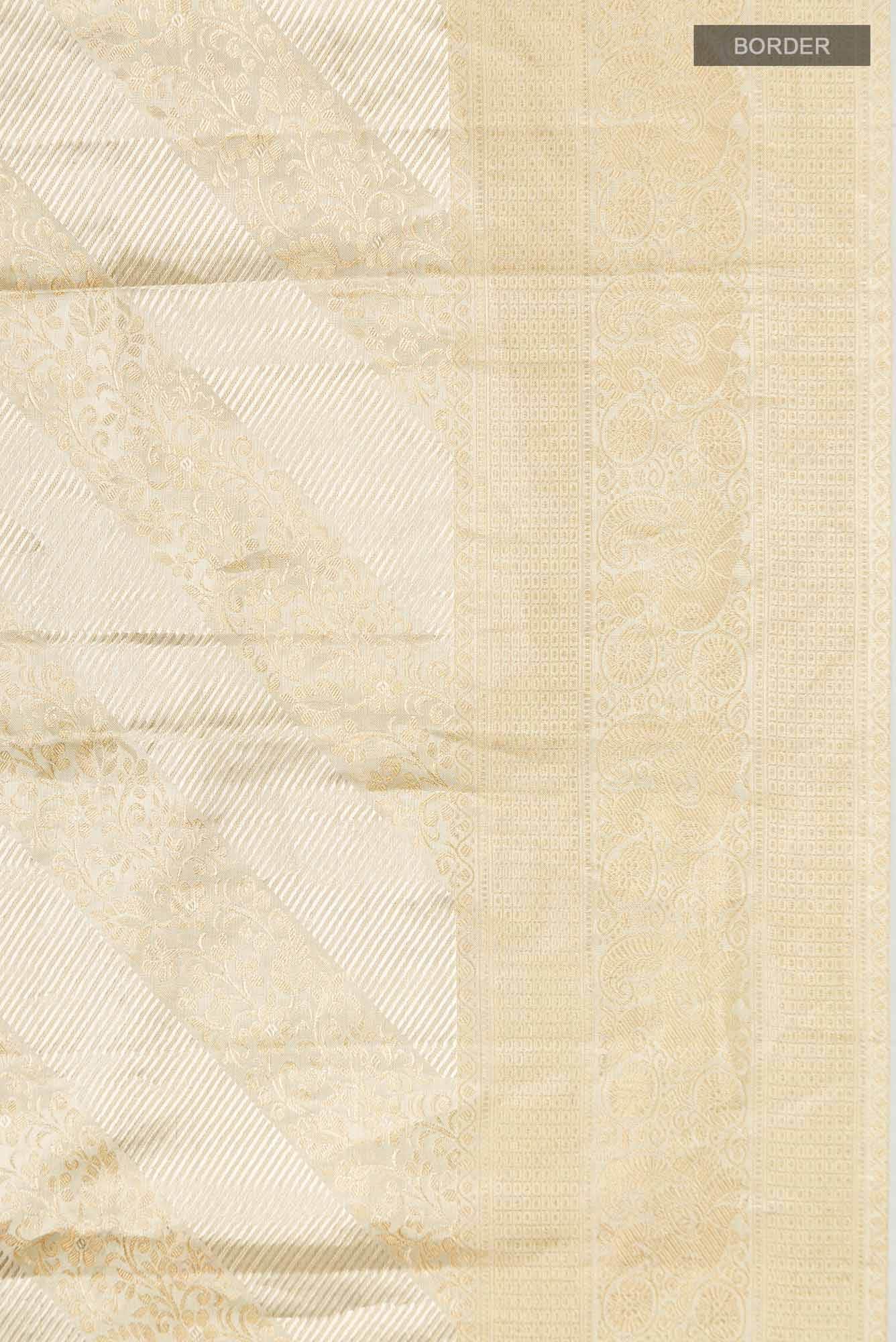 Cream with Gold Dual Tone Kanchipuram Tissue Silk Saree