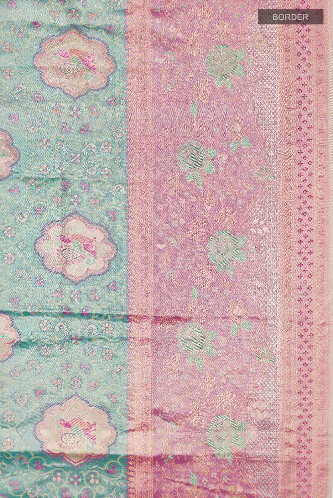 Blue with Gold Dual Tone Kanchipuram Tissue Silk Saree