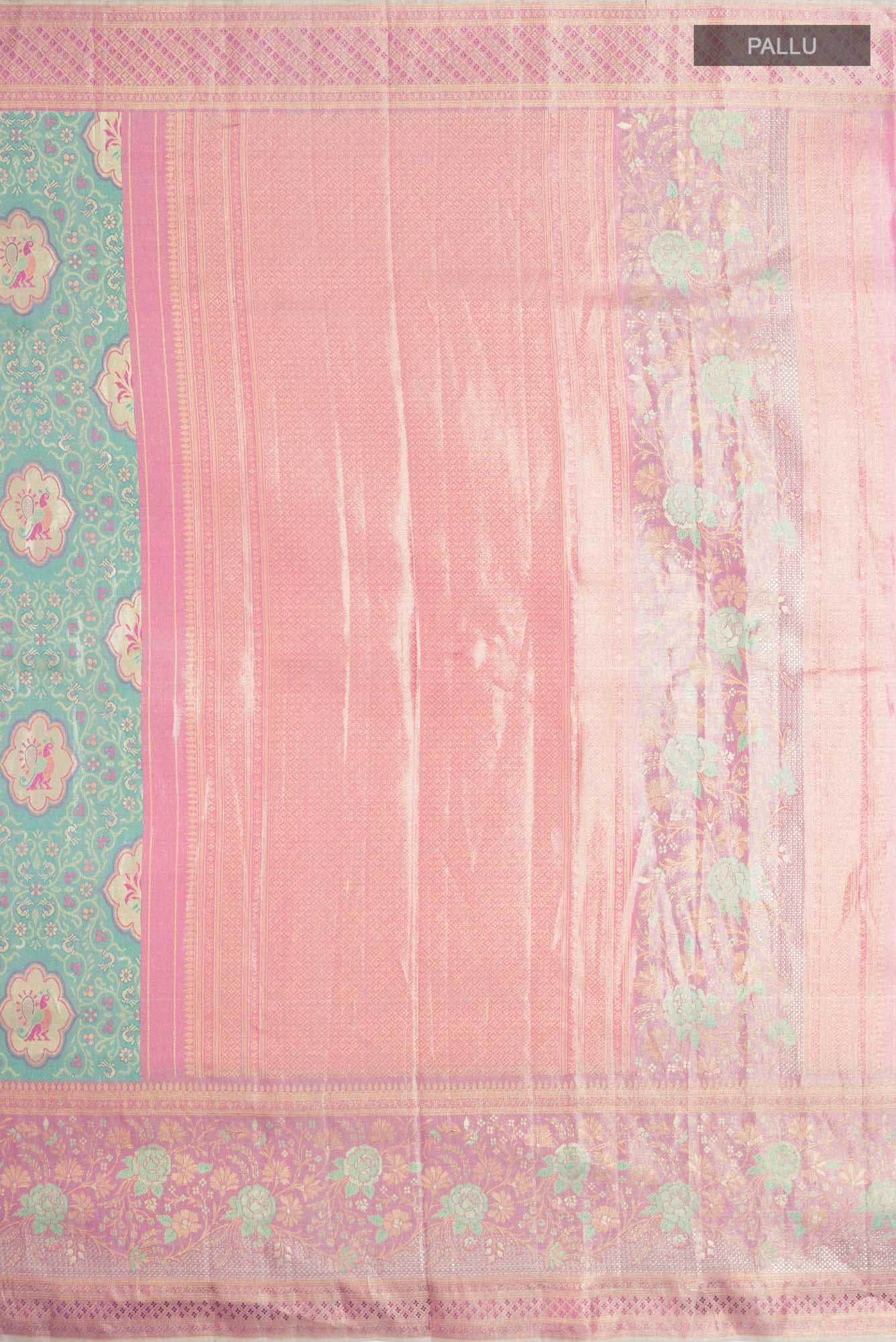 Blue with Gold Dual Tone Kanchipuram Tissue Silk Saree