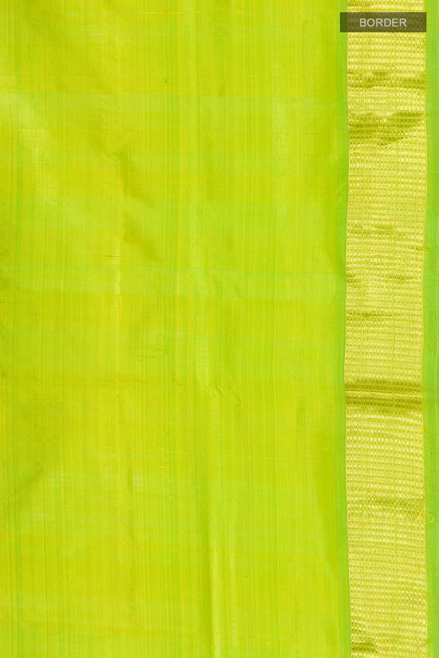 Parrot Green Kanchipuram Silk Nine Yards Saree