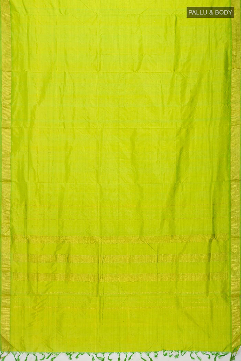 Parrot Green Kanchipuram Silk Nine Yards Saree