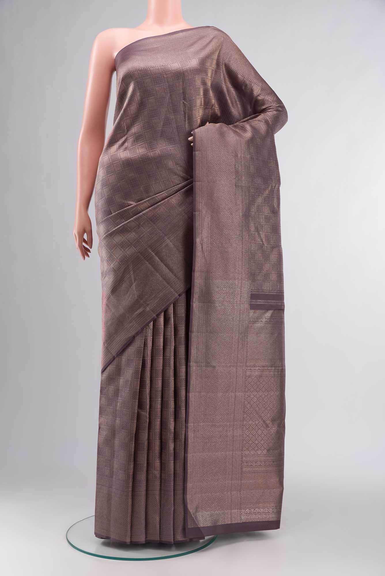 Dark Mauve Kanchipuram Silk Saree