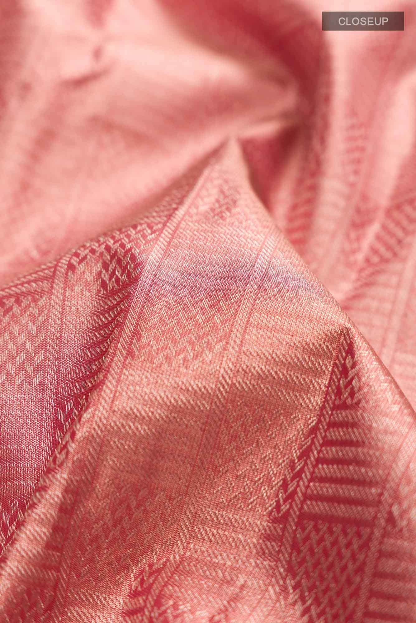 Peach Kanchipuram Tissue Silk Saree