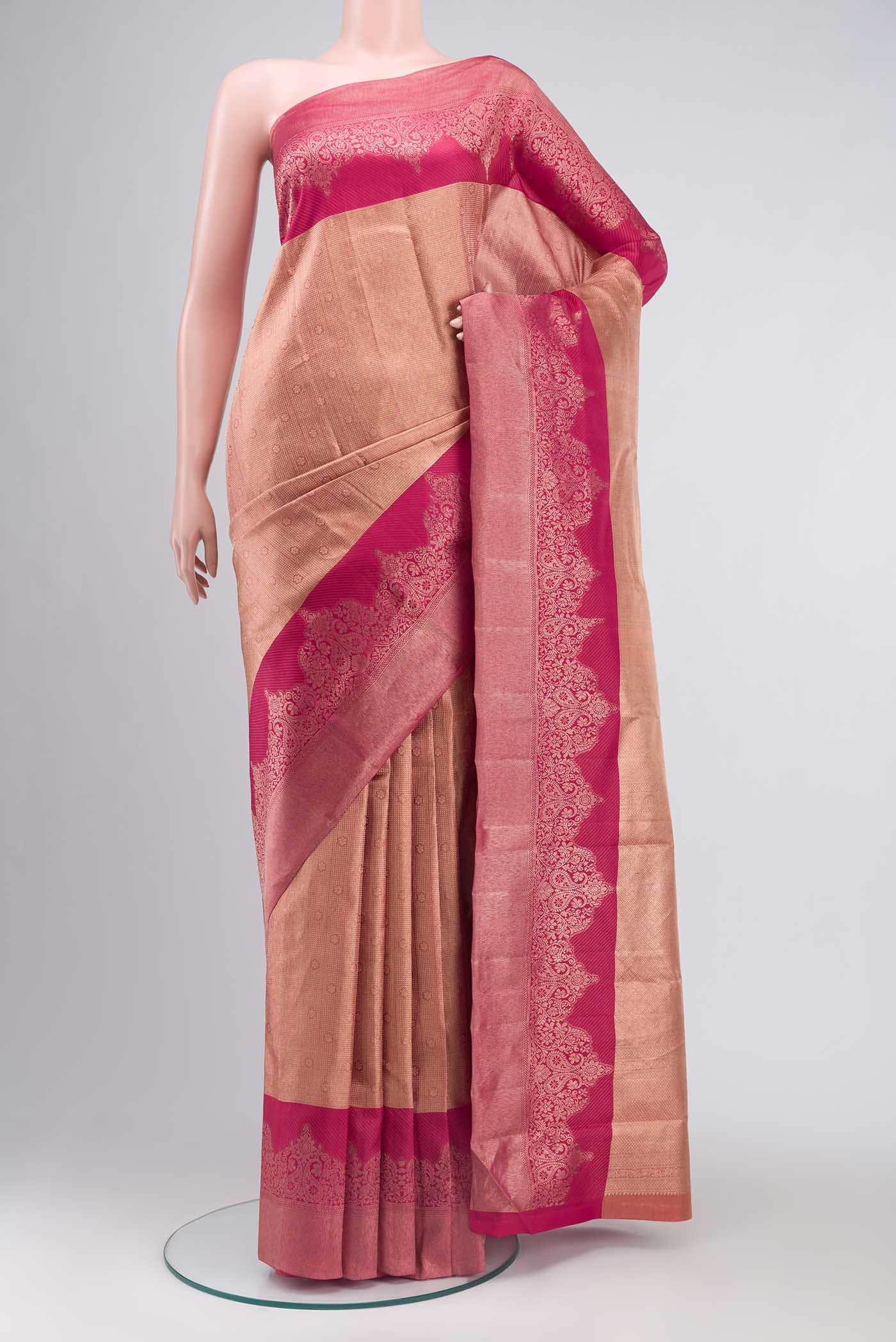 Peach Kanchipuram Silk Saree