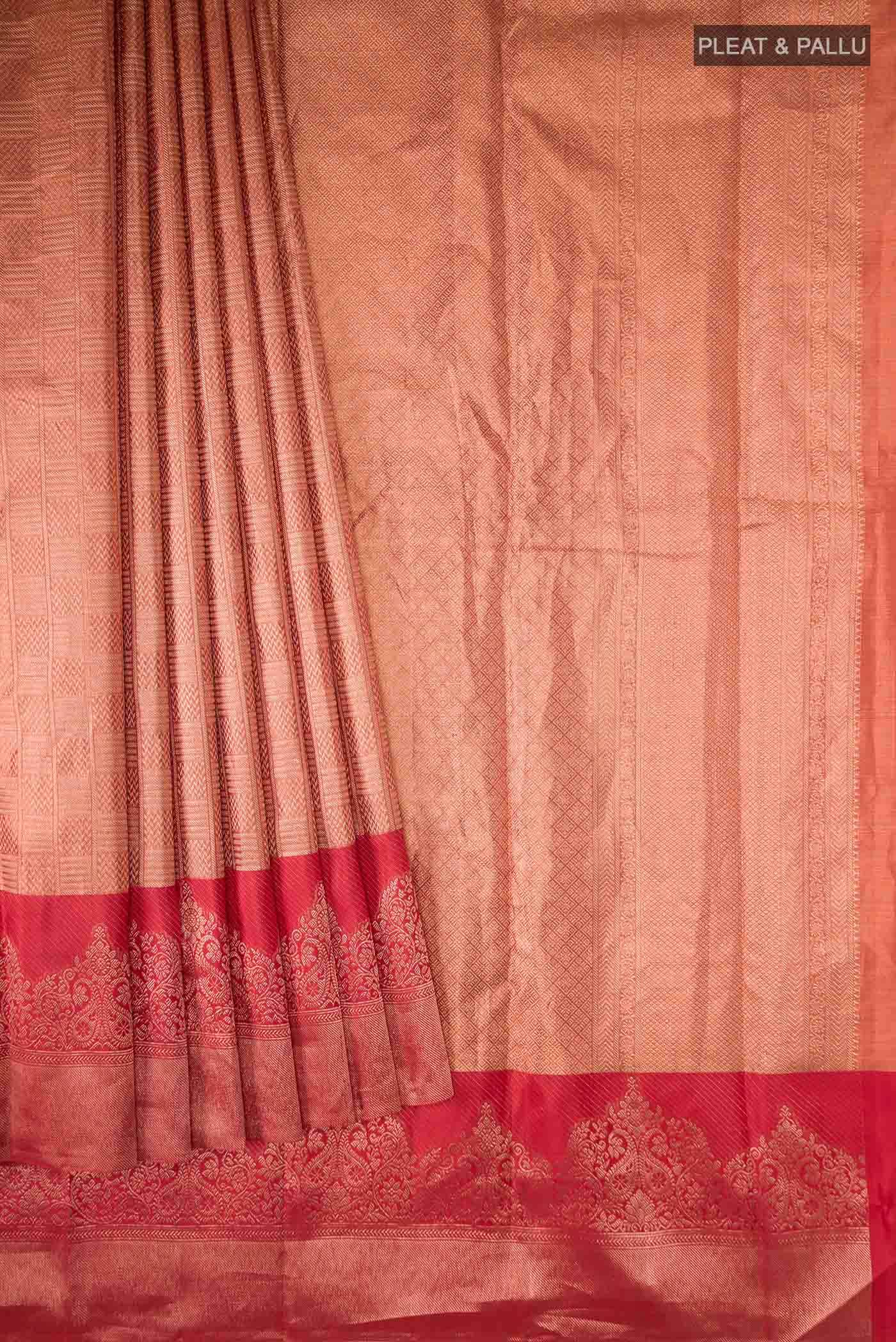 Orange with Gold Dual Tone Kanchipuram Tissue Silk Saree