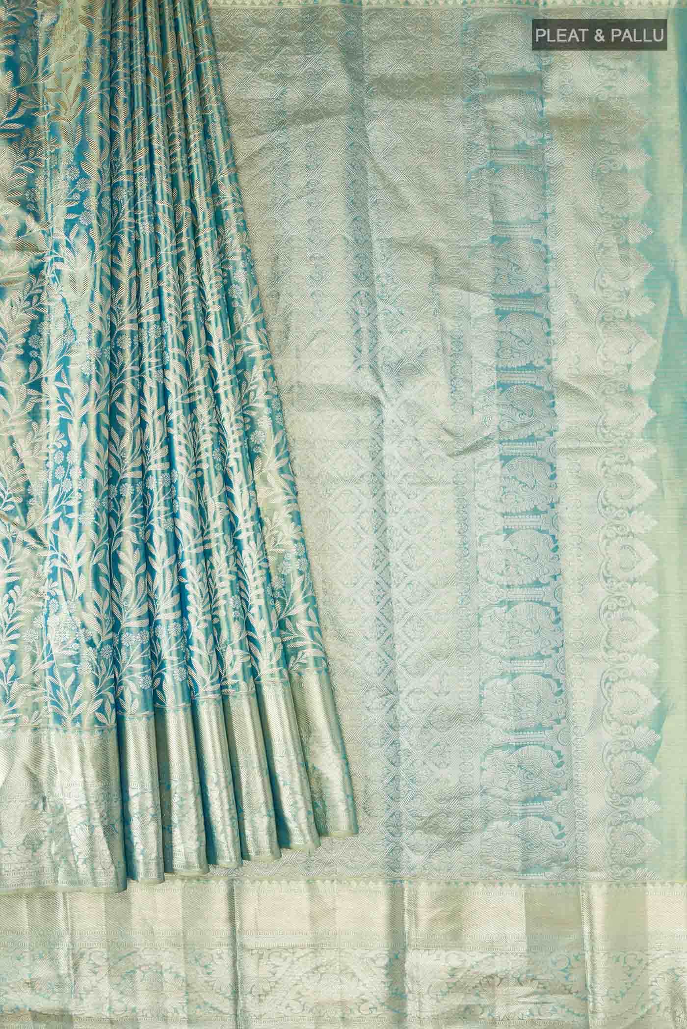 Blue Kanchipuram Tissue Silk Saree