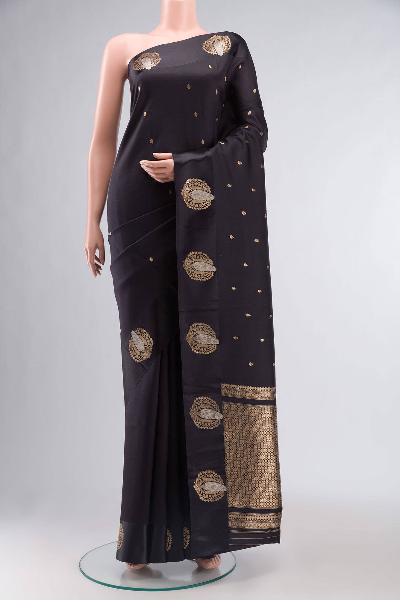 Black Banarasi Katan Silk Saree