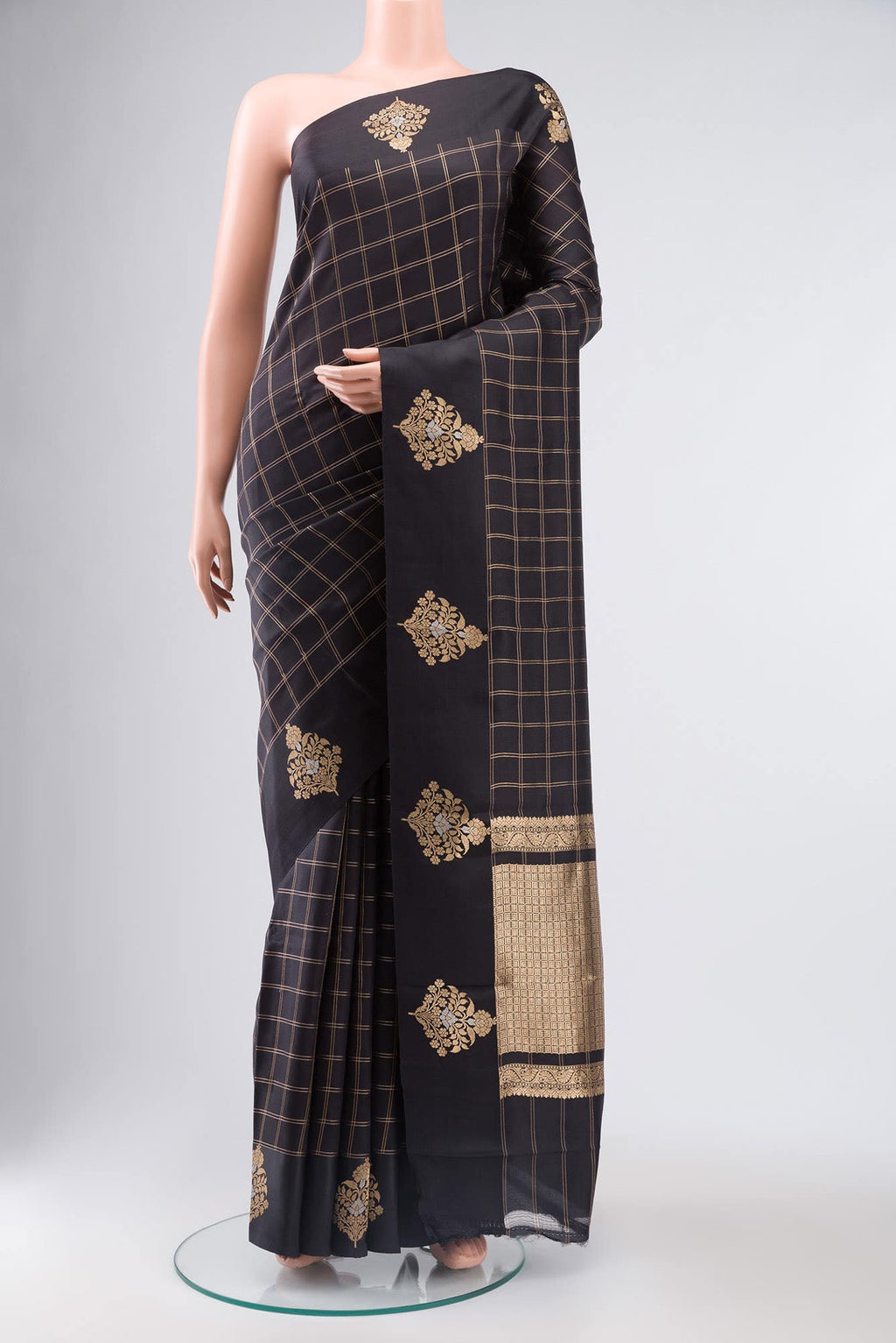 Black Banarasi Katan Silk Saree