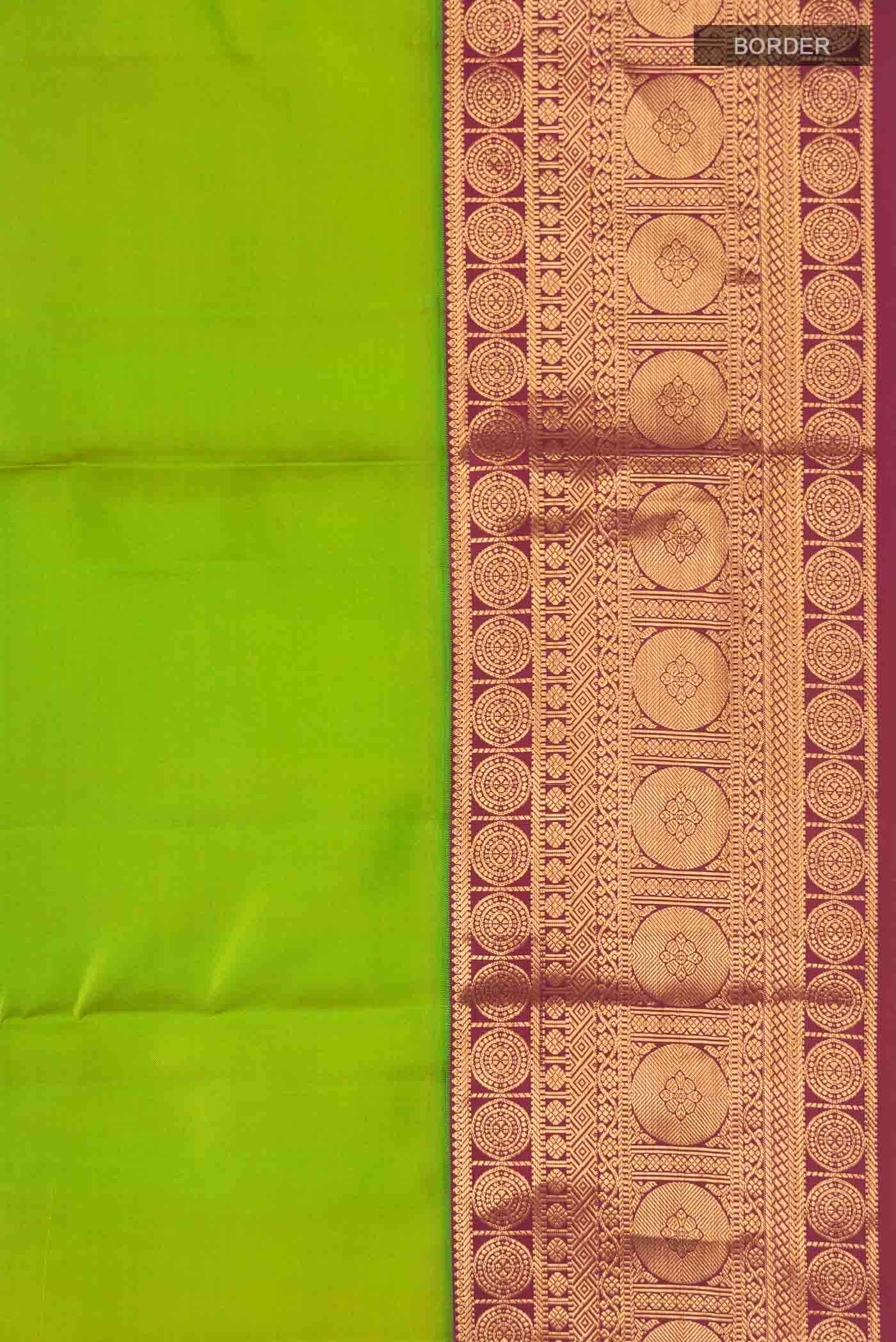 Parrot Green Kanchipuram Silk Saree