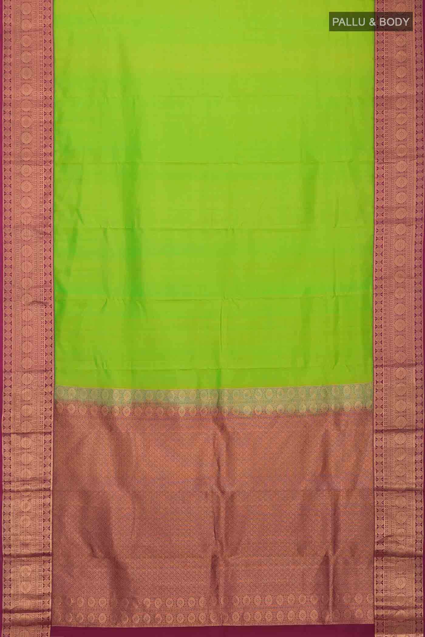 Parrot Green Kanchipuram Silk Saree